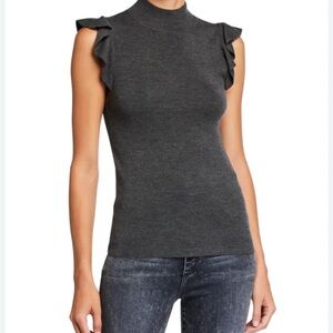 Alice + Olivia Charcoal Ruffle Sleeve Tank Top. NWOT.